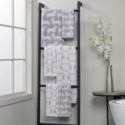 SKL Home Cat Bath Towel, White/Gray