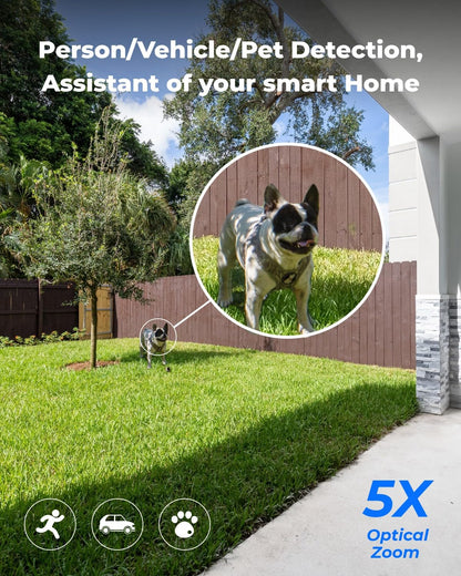 REOLINK RLC-811A PoE IP Security Camera 4K - 123° FoV, 5X Optical Zoom for Outdoor Usage, 2.7mm Lens with Color Night Vision, Human/Vehicle/Pet Smart Detection, 2 Way Talk, Up to 256GB microSD Card