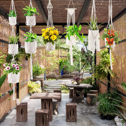 SFENNGPET Macrame Plant Hangers, 6Pack Hanging Planters for Indoor Plants w/ 6 Set Hangers Kit Handmade Macromay Plant Hangers Indoor Flower Pots Holder Stand for Boho Home Décor (POTS NOT Included)