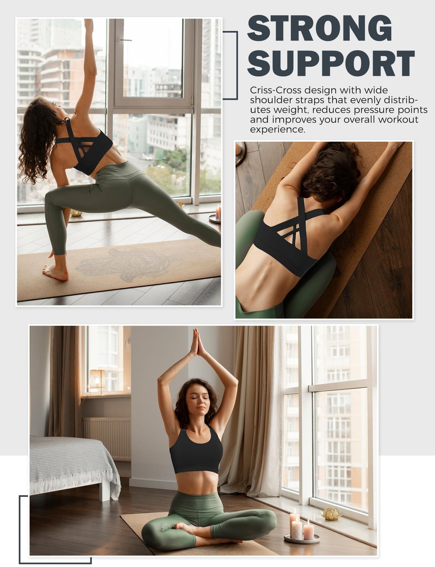 Sports Bras for Women High Support Large Bust, Outdoors High Impact Yoga Wireless Padded Bras,White Padded Low Back Athletic Sleep Workout Strappy Racerback Sports Bra Black XL-1