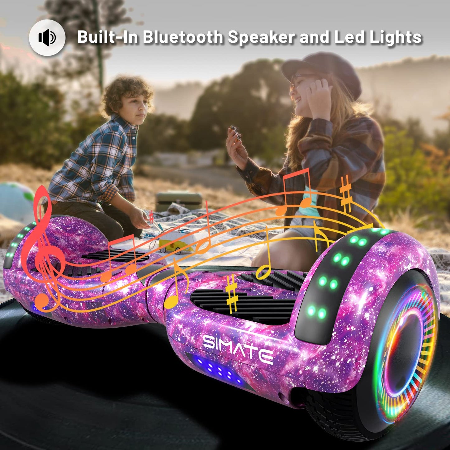 SIMATE Scooter, Bluetooth & Corlorful LED Lights, Gifts for Kids & Adults & Girls & Boys, for All Ages