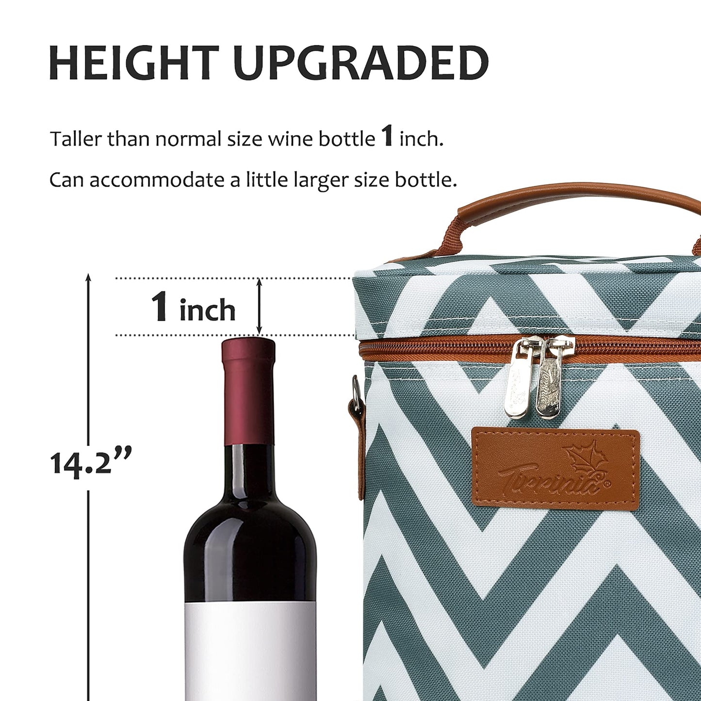 Tirrinia 2 Bottle Wine Gift Tote Carrier - Leakproof & Insulated Padded Versatile Wine Cooler Bag for Travel, BYOB Restaurant, Wine Tasting, Party, Dinner,Gift for Wine Lovers, Grey Wave