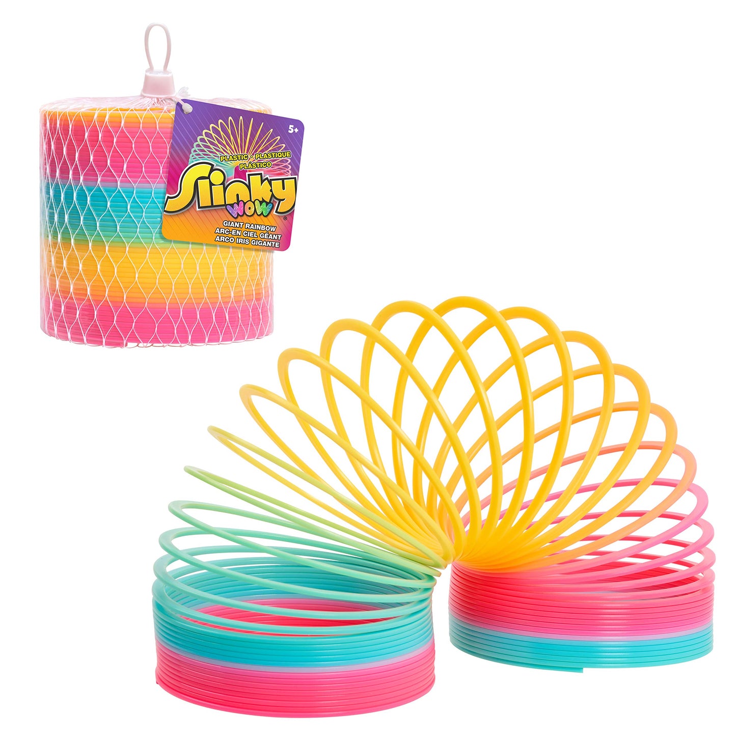 Slinky the Original Walking Spring Toy, 5-inch Diameter Plastic Rainbow Giant Slinky, Fidget Toy, Kids Toys for Ages 5 Up by Just Play