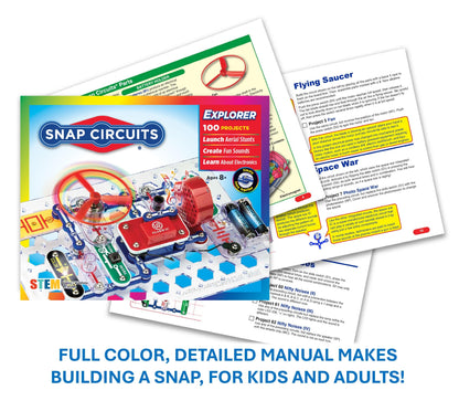 Snap Circuits Jr. SC-100 Electronics Exploration Kit, Over 100 Projects, Full Color Project Manual, 28 Parts, STEM Educational Toy for Kids 8 +