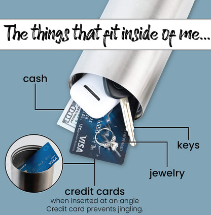 Diversion Safe Water Bottle - Stainless Steel Bottle Safe Box with Hidden Compartment for Cards, Keys, Cash, and Valuables - Insulated Bottle for Hot and Cold Drinks - 18 Ounces