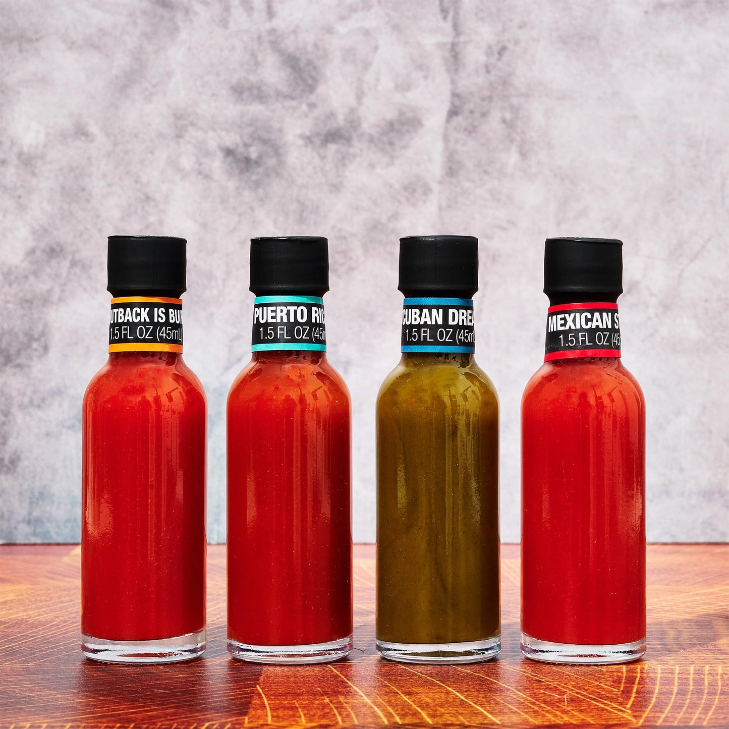 Thoughtfully Gourmet, Global Hot Sauce Gift Set, Internationally Inspired Flavors Include Puerto Rican Mango Habanero, Mexican Style Hot Sauce & More, Set of 4