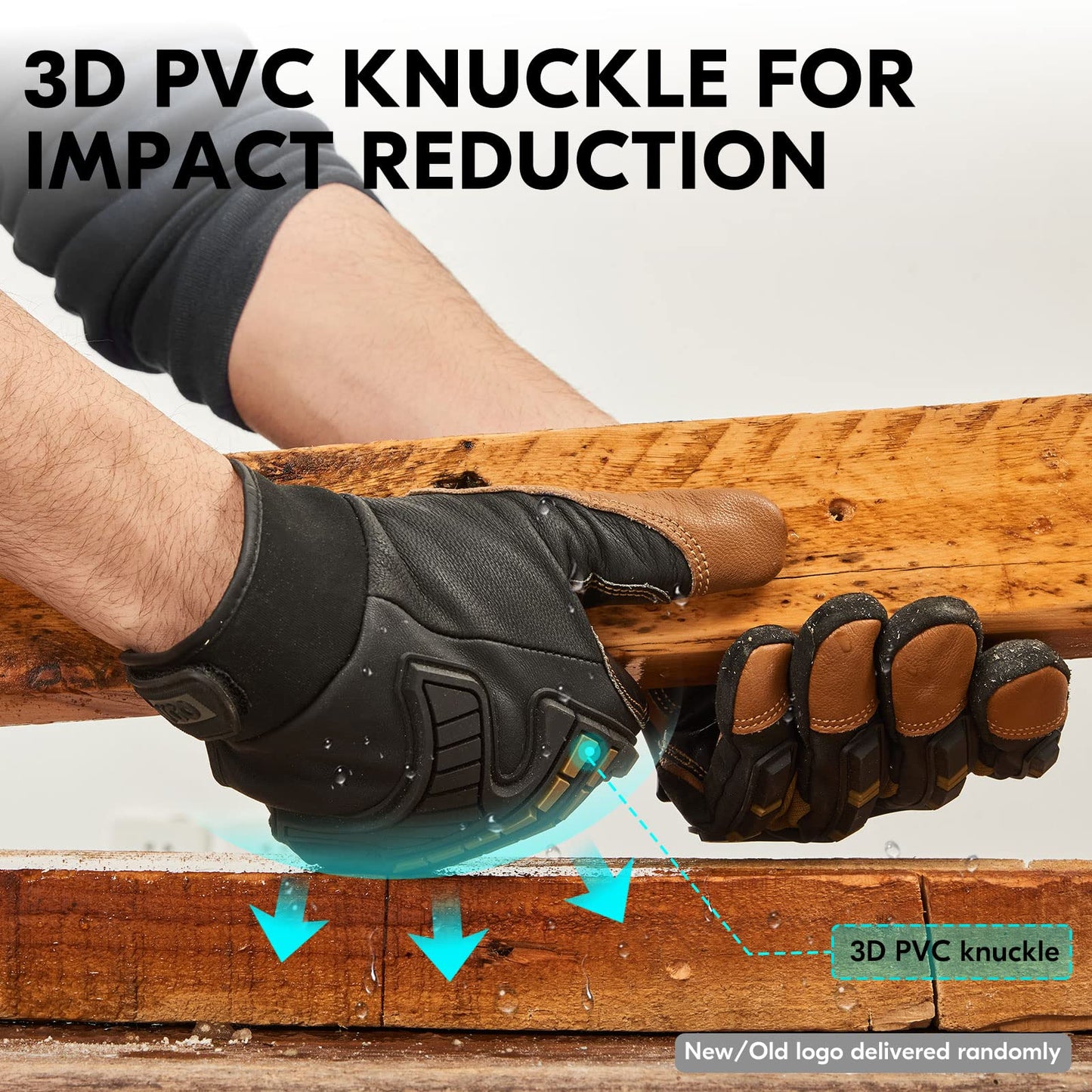 Vgo... 1-Pair High Dexterity Water Repellent Goat Leather Heavy Duty Mechanic Glove,Rigger Glove,Anti-Vibration,Anti-Abrasion,Touchscreen (Size M,Brown,GA8954)