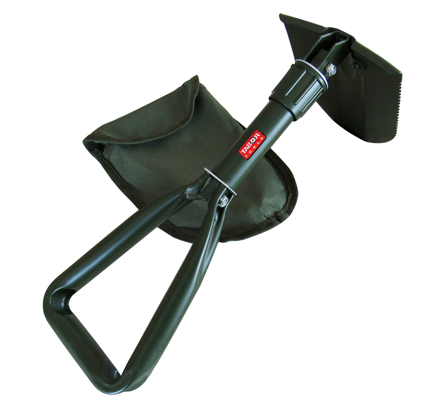 TABOR TOOLS Folding Shovel - Portable Survival Spade for Camping Gear and Emergencies - Steel Rugged Edge Blade - Includes Carrying Pouch - Lightweight E-Tool with Military-Grade Durability. J35A