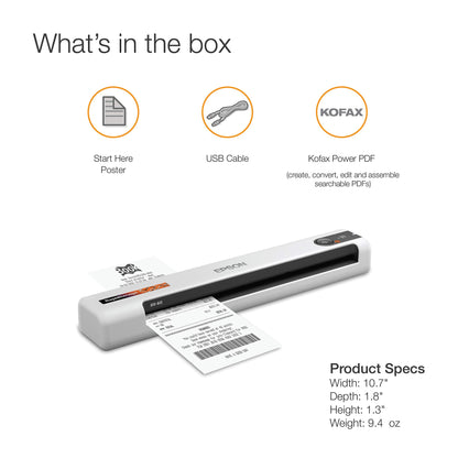 Epson RapidReceipt RR-60 Mobile Color Receipt & Document Scanner with ScanSmart AI PRO Receipt Management & PDF Software for PC & Mac