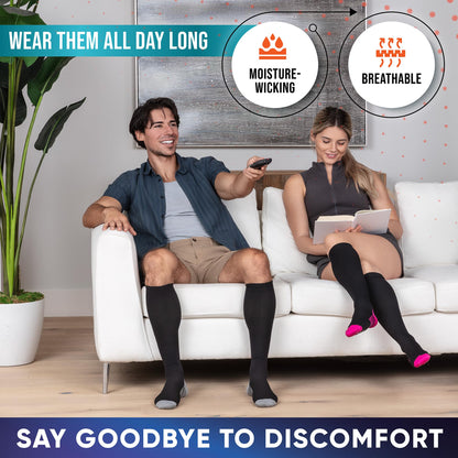 Compression Socks for Women & Men (20-30 mmHg) Support for Travel, Nurses, Pregnancy, Shin Splints, Sports and Everyday Wear