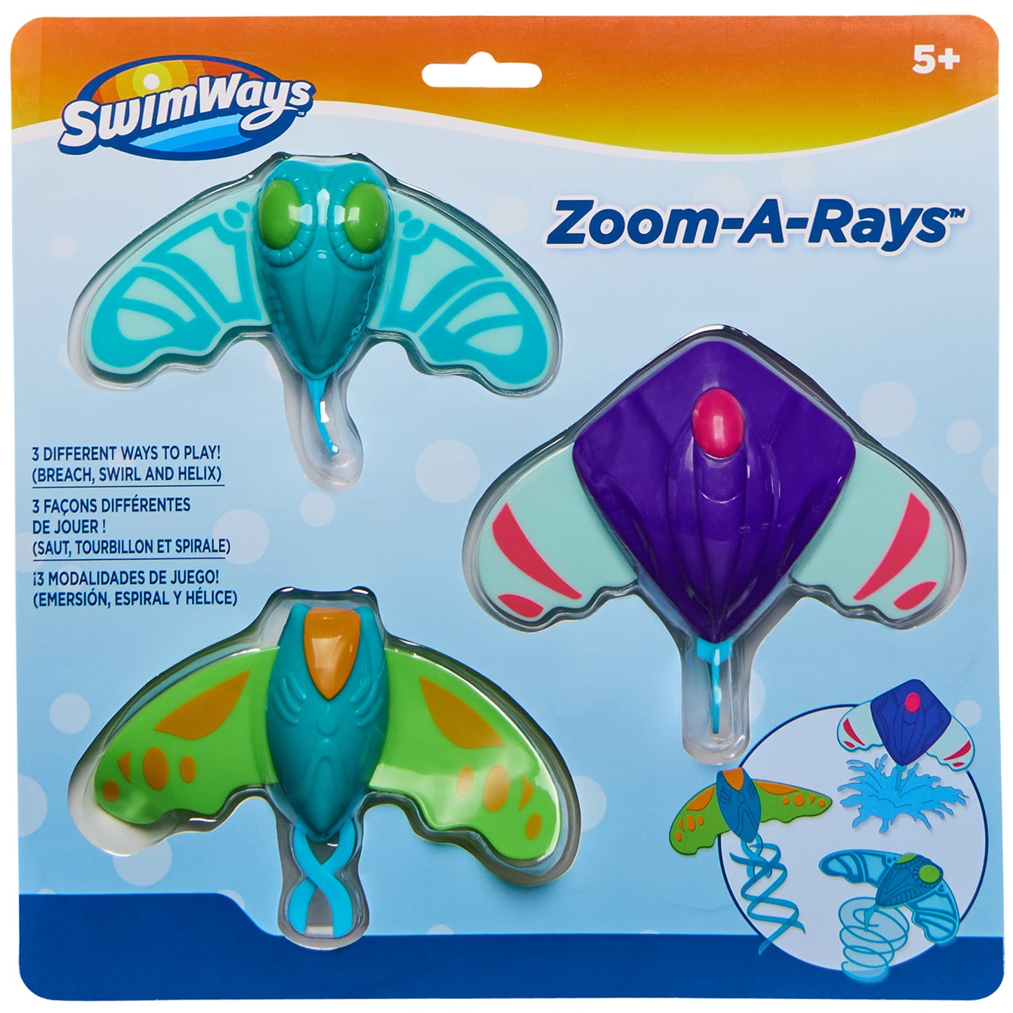 Swimways Zoom-A-Rays Water Toys for Pool, Swim Training, Diving & Outdoor Games - Kids Aged 5 & Up, Pack of 3