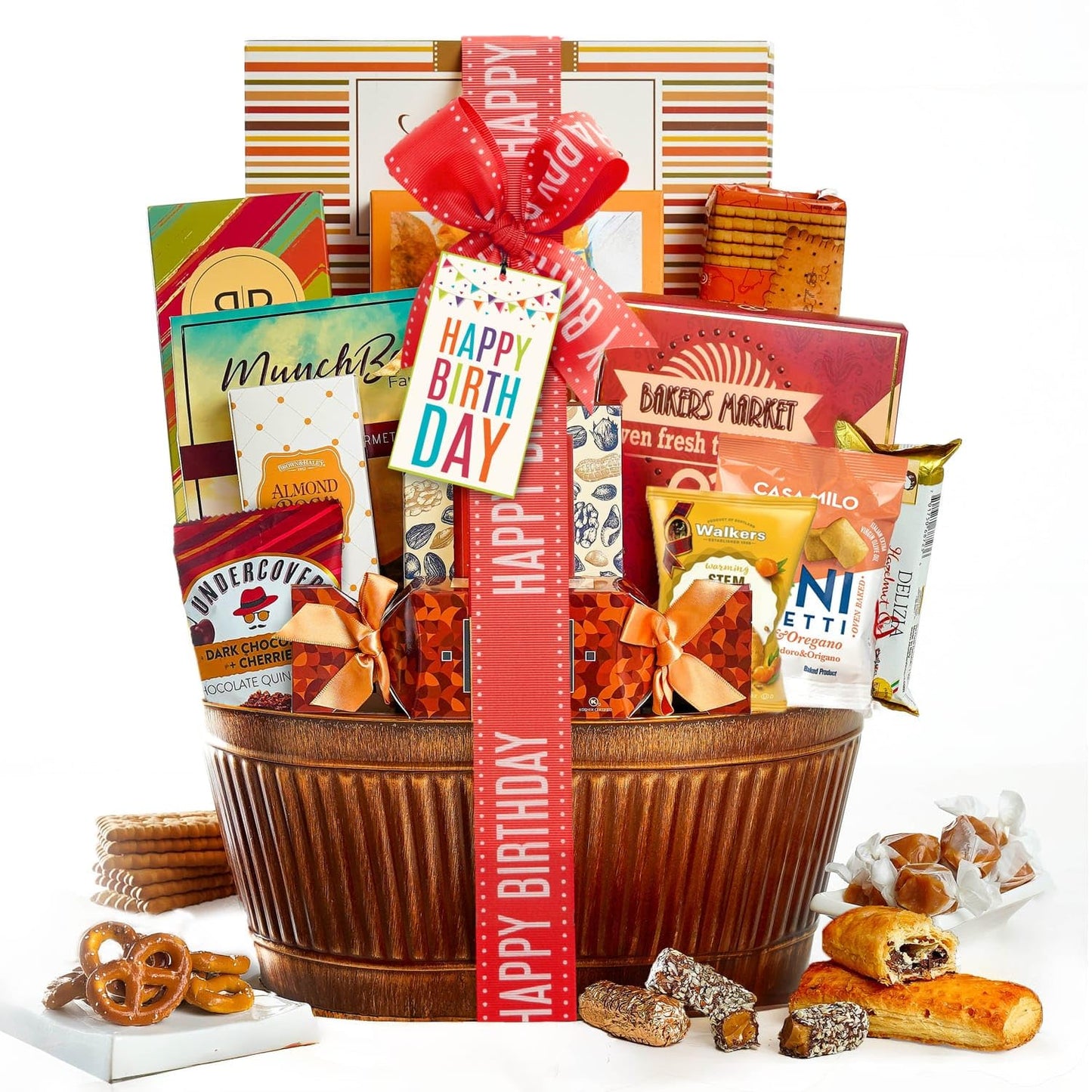 Birthday Gift Basket – Gourmet Snacks & Sweets Treat Box with Cookies for Him, Food Gifts for Women, Delicious Birthday Treats, Candy Surprise by Broadway Basketeers