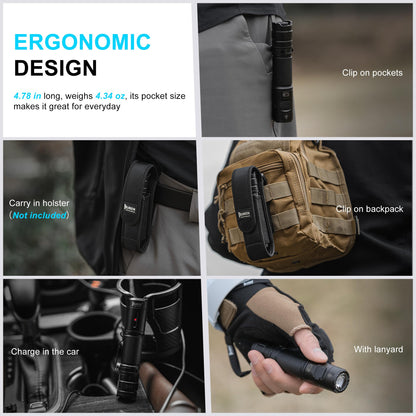 WUBEN C3 Flashlight 1200 High Lumens Rechargeable Flashlights 6 Modes Super Bright IP68 LED Tactical Flashlight for Camping, Home, Emergency, Rescue, Hunting, Inspection, Repair, Tool Gifts for Men