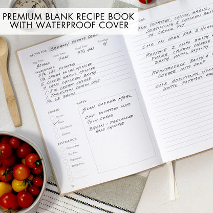 ZICOTO Aesthetic Blank Recipe Book with Waterproof Cover - The Perfect Recipe Notebook To Write In Your Own Recipes - Beautiful Blank Cookbook to Organize Your Recipes