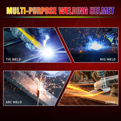 TRQWH Welding Helmet with Light True Color Auto Darkening Welding Helmets for Men Solar Powered Welding Hood with 2 Arc Sensor Wide Shade 4/9-13 for TIG MIG ARC Cool Welder Mask (TRQ-HD12)