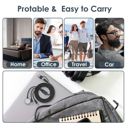 Travel Essentials for Apple Watch Charger,3 in 2 USB C Cable for Multi Charging Cable Cord,Vacation Camping RV Essentials Portable Designed for iWatch &iPhone 17-11 -4FT ﻿