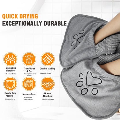 Puomue Microfiber Dog Towels for Drying Dogs, Super Absorbent, Soft and Quick Drying Pet Grooming Towel, 31Inch X 13Inch, Perfect Pets' Shower & Bath Supplies for Dog and Cat, Machine Washable, Grey