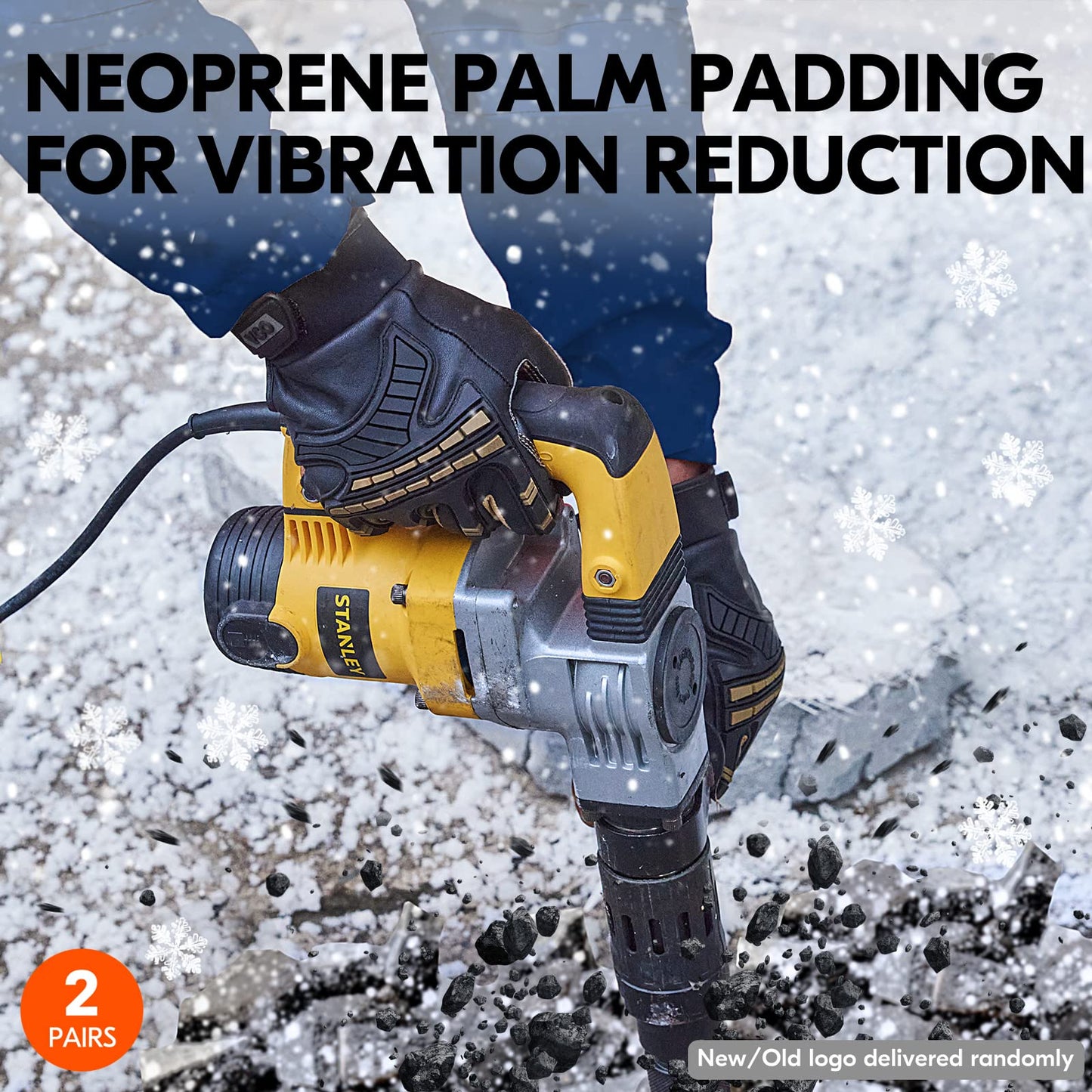 Vgo... 2-Pairs -4℉ or above Winter Waterproof High Dexterity Heavy Duty Mechanic Glove, Rigger Glove, Anti-vibration, Anti-abrasion, Touchscreen (Size L, Brown, GA8954FW)