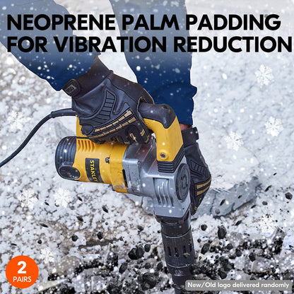 Vgo... 2-Pairs -4℉ or above Winter Waterproof High Dexterity Heavy Duty Mechanic Glove, Rigger Glove, Anti-vibration, Anti-abrasion, Touchscreen (Size L, Brown, GA8954FW)