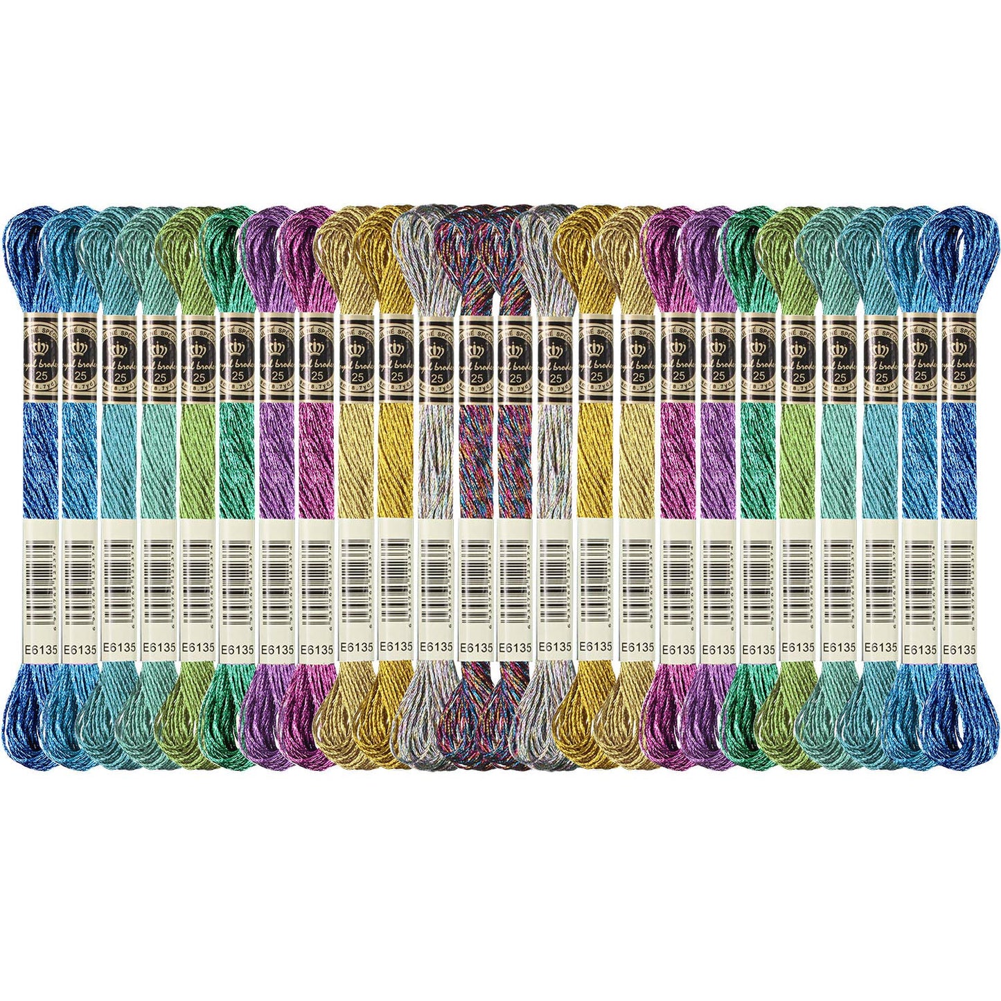 WILLBOND 24 Pcs Metallic Embroidery Floss Cotton Stitch Embroidery Thread Skein Threads Glitter Embroidery Thread Cross Stitch Thread for Friendship Bracelets DIY Thread Crafts(Classic Color)
