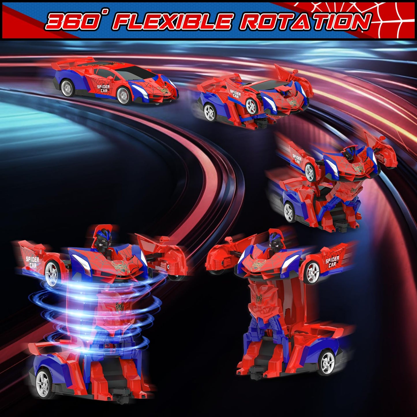 BLUEJAY Transform Rc Cars for Boys 4-7 8-12, 2.4Ghz Remote Control Car 1:18 Scale Transforming Robot, One-Button Deformation 360° Rotation Car Toy Gifts for Boys 3-5