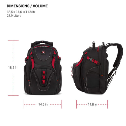 Wenger Maxxum Laptop Backpack, Fits 16 Inch Laptop, Men's and Women's, Black/Red