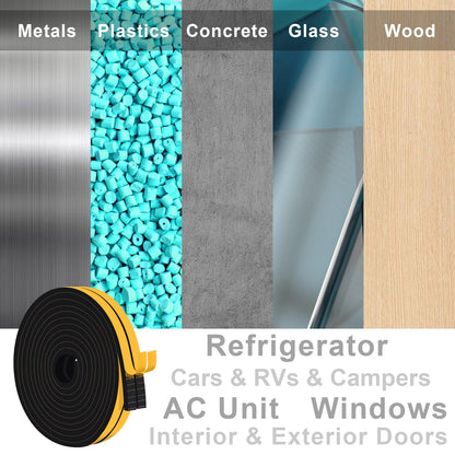 Trisiki Weather Stripping Door Seal Strip, Strong Adhesive, Lightproof, Noise-Reduction, Weatherproof Foam Tape Insulation for Sliding Door, Front Door Frame, Windows (1/2 in x 1/4 in x 26Ft)