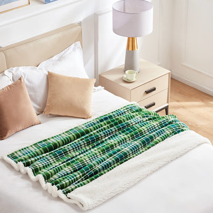 Touchat Sherpa Plaid Throw Blanket(60" X 70", Plaid Green), Fuzzy Fluffy Cozy Soft Blanket, Fleece Flannel Plush Twin Size Microfiber Blanket for Couch Bed Sofa