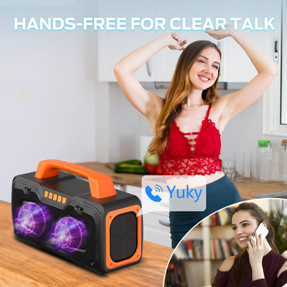 BUGANI Bluetooth Speaker - 80W Portable Wireless Speaker IPX7 Waterproof, 24H Playtime, Mic & AUX USB, Perfect for Parties & Pool