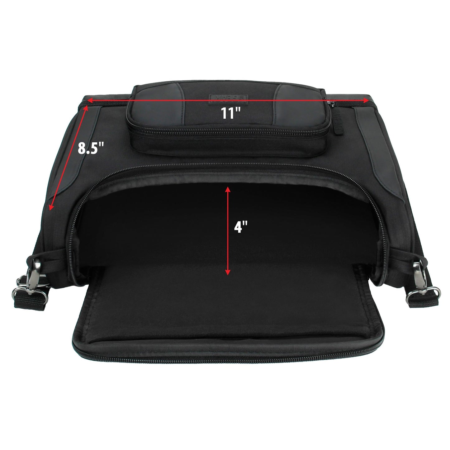 USA Gear Tablet Bag Compatible with 11 inch iPad Pro, 10.9 iPad Air, 10.2 inch Tablet - Compact Messenger Bag with Durable Exterior, Soft Adjustable Interior Fits Keyboard, Charger, more (Black)