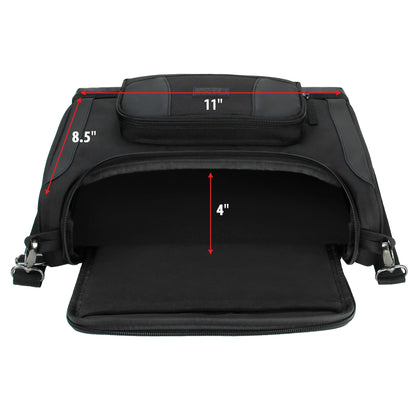 USA Gear Tablet Bag Compatible with 11 inch iPad Pro, 10.9 iPad Air, 10.2 inch Tablet - Compact Messenger Bag with Durable Exterior, Soft Adjustable Interior Fits Keyboard, Charger, more (Black)