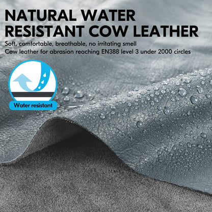 Vgo 1Pair Safety Leather Work Gloves - Mechanics, Impact & Rigger Gloves - Anti-Vibration, Heavy Duty, Water Resistant (Size M, Gray, CA7722WR)