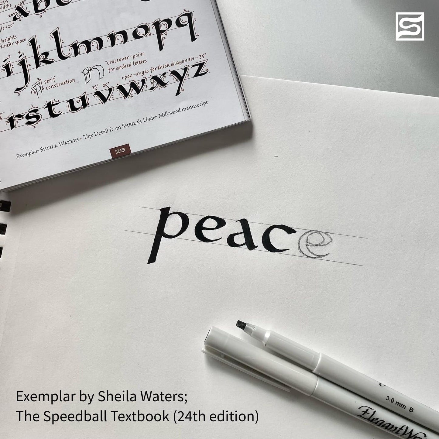 Speedball Elegant Writer Acid-Free Non-Toxic Water Based Calligraphy Marker, Chisel Tip, Assorted Size, Black, Set of 4