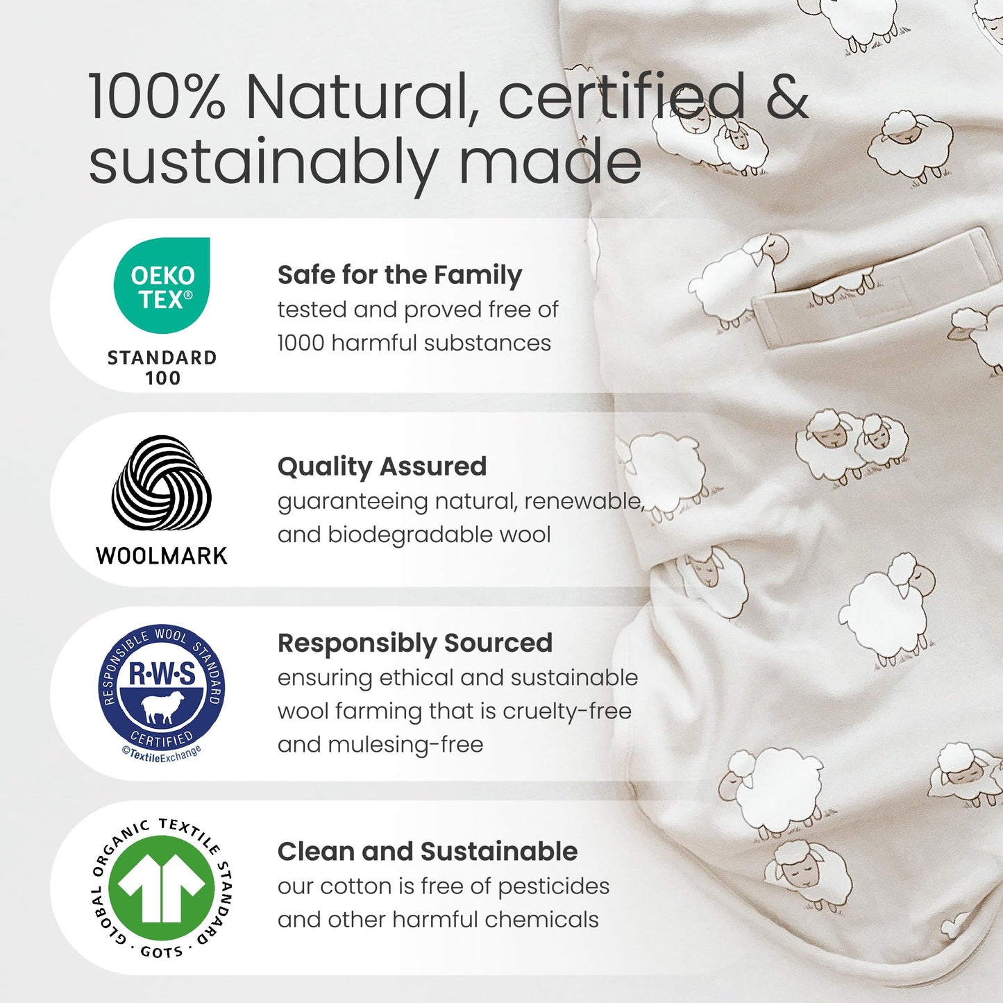 Woolino Toddler Sleeping Sack, 4 Season, Merino Wool and Organic Cotton, Baby Sleep Bag, 2-4 Years, Strawberry