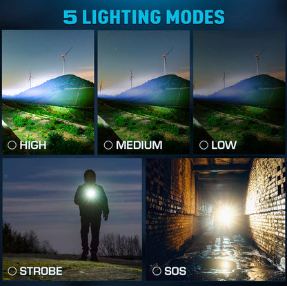 Sinvimes Rechargeable Flashlights High Lumens, 4000LM LED Powerful Super Bright Flash Light, 5 Mode Zoomable Tactical Flashlights High Powered, Waterproof Linternas Emergencies Lights for Home