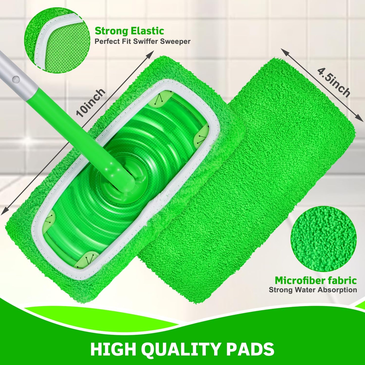 ZHAYAO Reusable Microfiber Mop Pads Compatible with Swiffer Sweeper, 3 Pack Dry Sweeping Cloths & Wet Mopping Cloths, Washable Pads for Hardwood Floor Cleaning (Mop is Not Included)