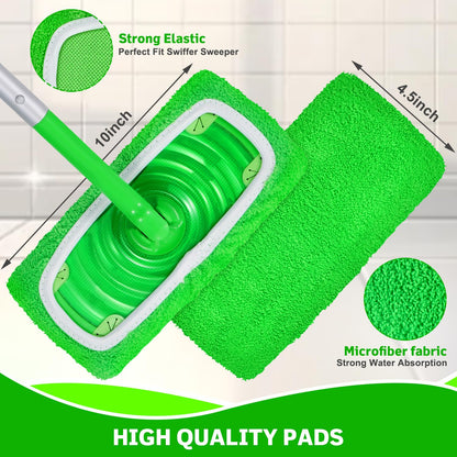 ZHAYAO Reusable Microfiber Mop Pads Compatible with Swiffer Sweeper, 3 Pack Dry Sweeping Cloths & Wet Mopping Cloths, Washable Pads for Hardwood Floor Cleaning (Mop is Not Included)