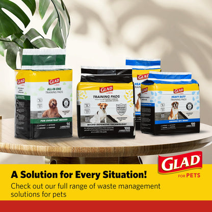 Glad for Pets Extra Large Charcoal Dog Training Pads - Absorbent Disposable Pee Pads for Dogs, Cats & Puppies - Jumbo-Size Potty Pads that Neutralize Urine Instantly - 30 Count Pet Supplies