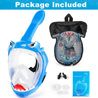 Zipoute Snorkel Full Face Snorkel Mask for Kids & Adults, 180 Panoramic View, Safe Anti-Leak & Anti-Fog, Foldable Dry Top Snorkeling Gear