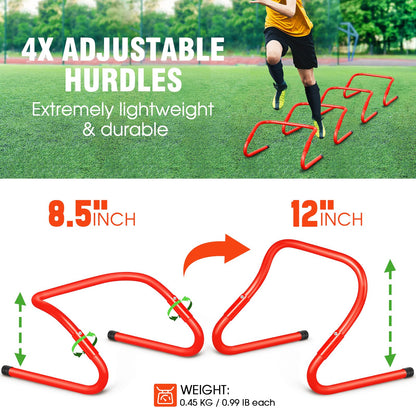 X-UMEUS Agility Ladder Speed Training Equipment Set-20ft Agility Ladder,12 Soccer Cones,4 Hurdles, Jump Rope, Running Parachute| Basketball Football Soccer Training Equipment for Kids Youth Adults