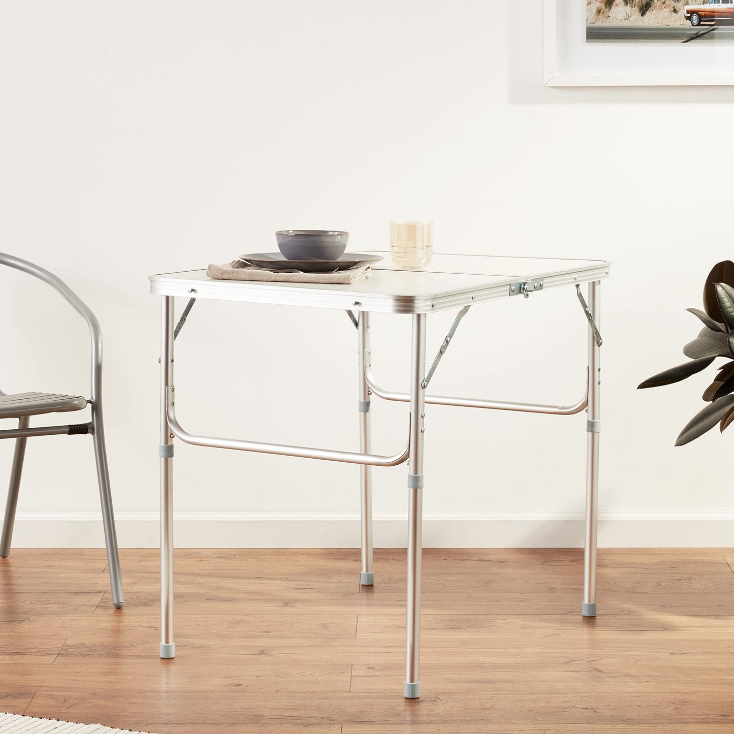 Trademark Innovations Lightweight Adjustable Portable Folding Aluminum Camp Table with Carry Handle