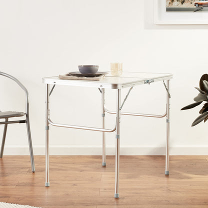 Trademark Innovations Lightweight Adjustable Portable Folding Aluminum Camp Table with Carry Handle