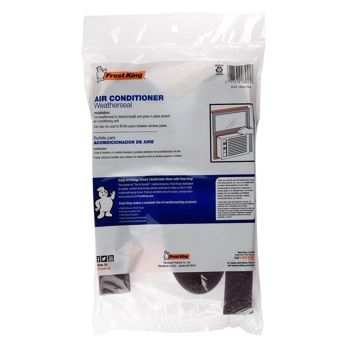 THERMWELL Frost King AC43H Air Conditioner Weatherseal Tape, 2-1/4 by 2-1/4 by 42-Inch