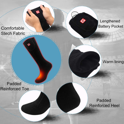 Rabbitroom Heated Socks for Men Rechargeable Electric Heated Socks for Men Women Washable Arthritis Heated Socks Winter Warm Thermal Heated Socks Foot Warmer for Sports Outdoor Skiing Hunting Camping