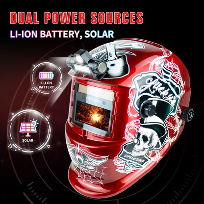 TRQWH Welding Helmet with Light True Color Auto Darkening Welding Helmets for Men Solar Powered Welding Hood with 2 Arc Sensor Wide Shade 4/9-13 for TIG MIG ARC Cool Welder Mask (TRQ-HD12)