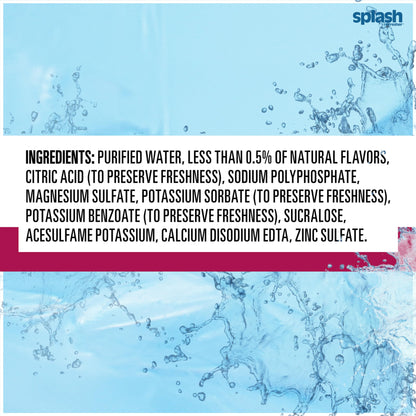 Splash Refresher Flavored Water Bottles, Wild Berry Flavor - 6-Pack, 16.9 Fl Oz - Refreshing Flavored Bottled Water with Electrolytes - Zero Sugar & Zero Calories