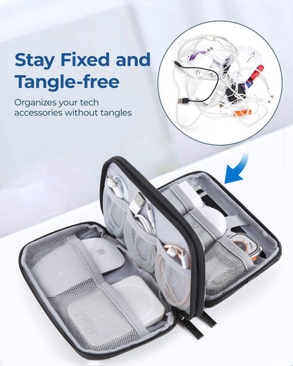 BAGSMART Electronics Organizer Travel Case, Cable Charger Cord Tech Organizer Pouch for Phone Charger Accessories, Black