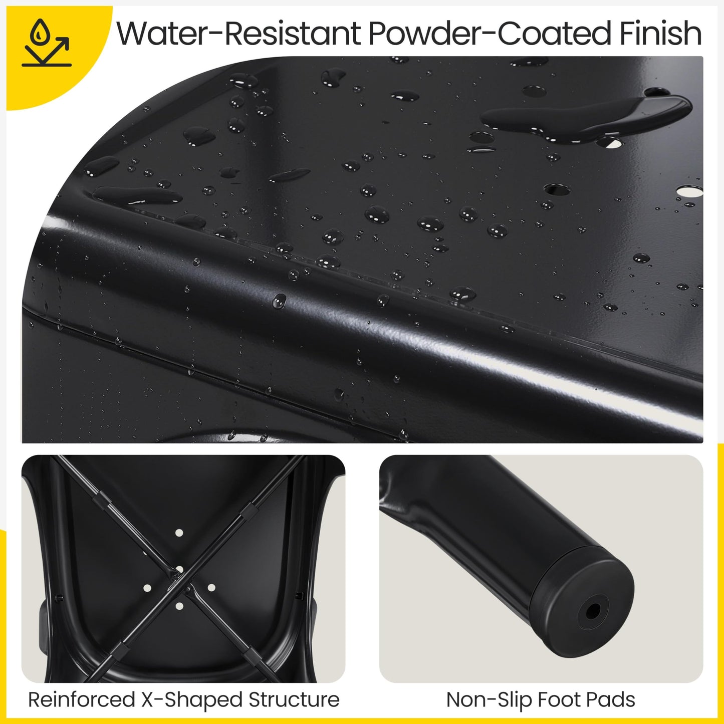 Yaheetech Metal Dining Chairs Set of 4, Industrial Stackable Kitchen Chairs with Back for Dining Room/Restaurant/Bistro/Patio, Indoor & Outdoor Use, Matte Black