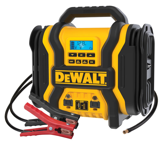 DEWALT DXAEPS14-Type2 2000 Peak Battery Amp 12V Automotive Battery Booster Jump Starter/Power Station with 120 PSI Compressor, 500W AC Power Inverter, and 15W USBa & 25W USB Ports