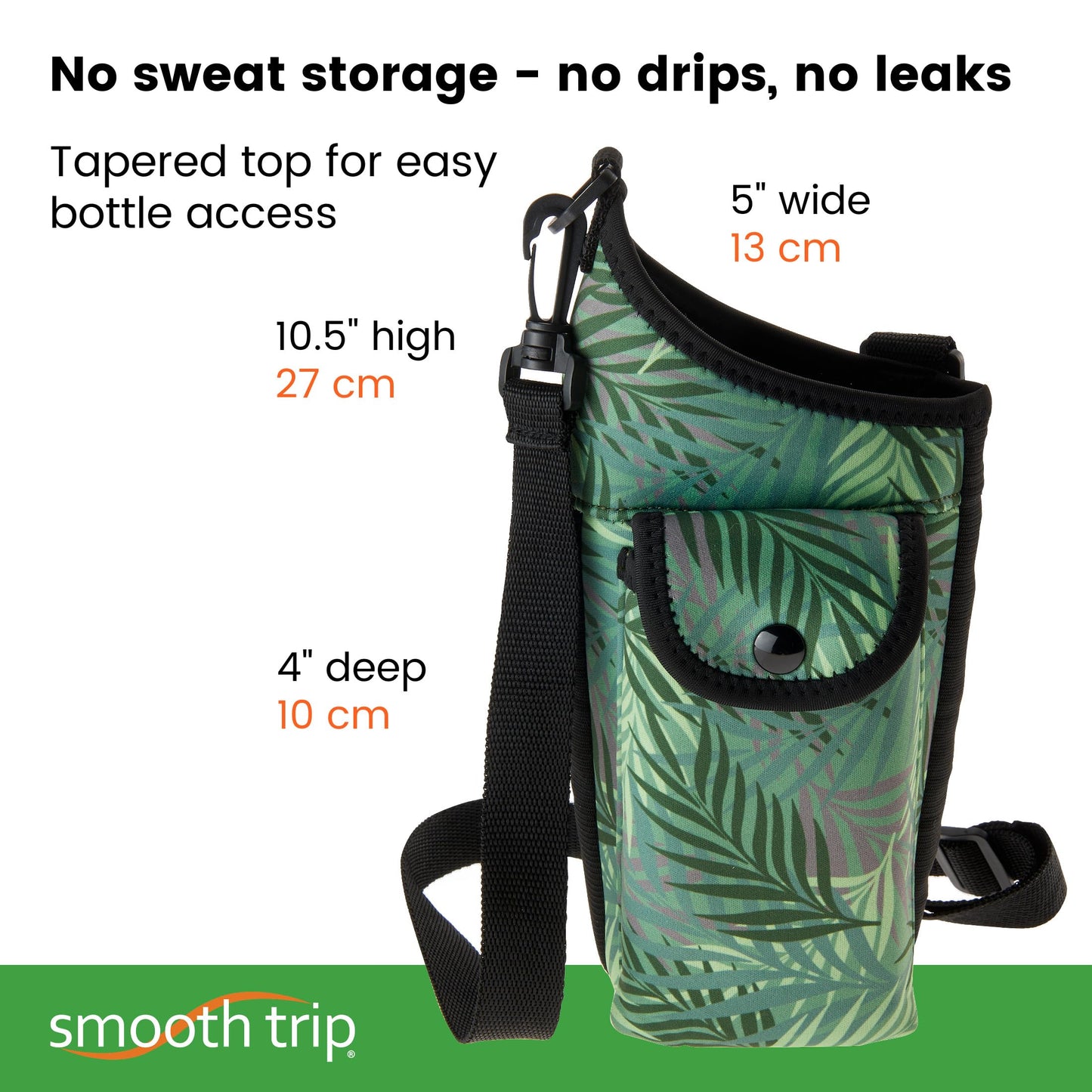 Smooth Trip AquaPockets Water Bottle Holder and Insulating Neoprene Water Bottle Sling Bag with Phone Pouch and Adjustable Strap for Walking and Hiking - Fits up to 32 oz. Bottles